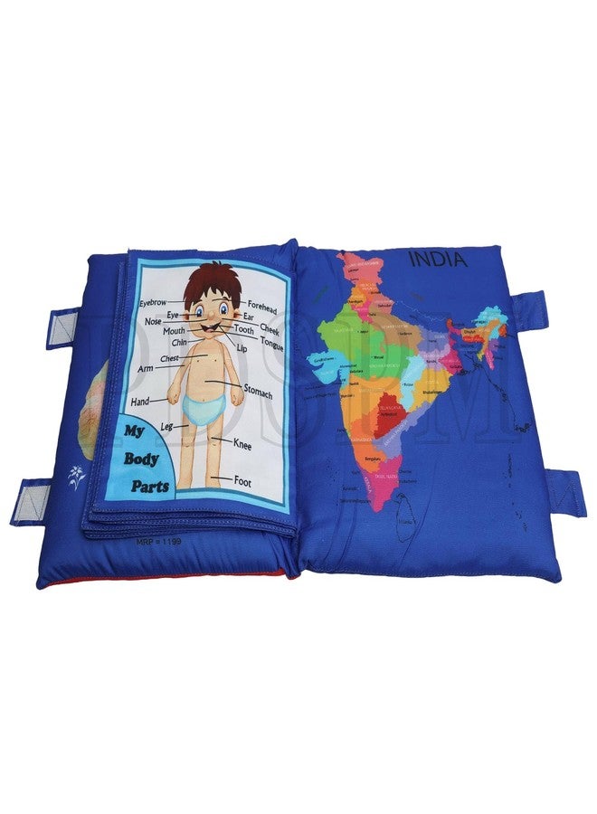 PDSPM Learning Cushion Pillow Book For Kids With 2 Languages Learn - English And Hindi,Toddler Pillow, Soft Cloth Book Baby Pillow Book Toys,(Pillow Blue),1 Count - Image 5